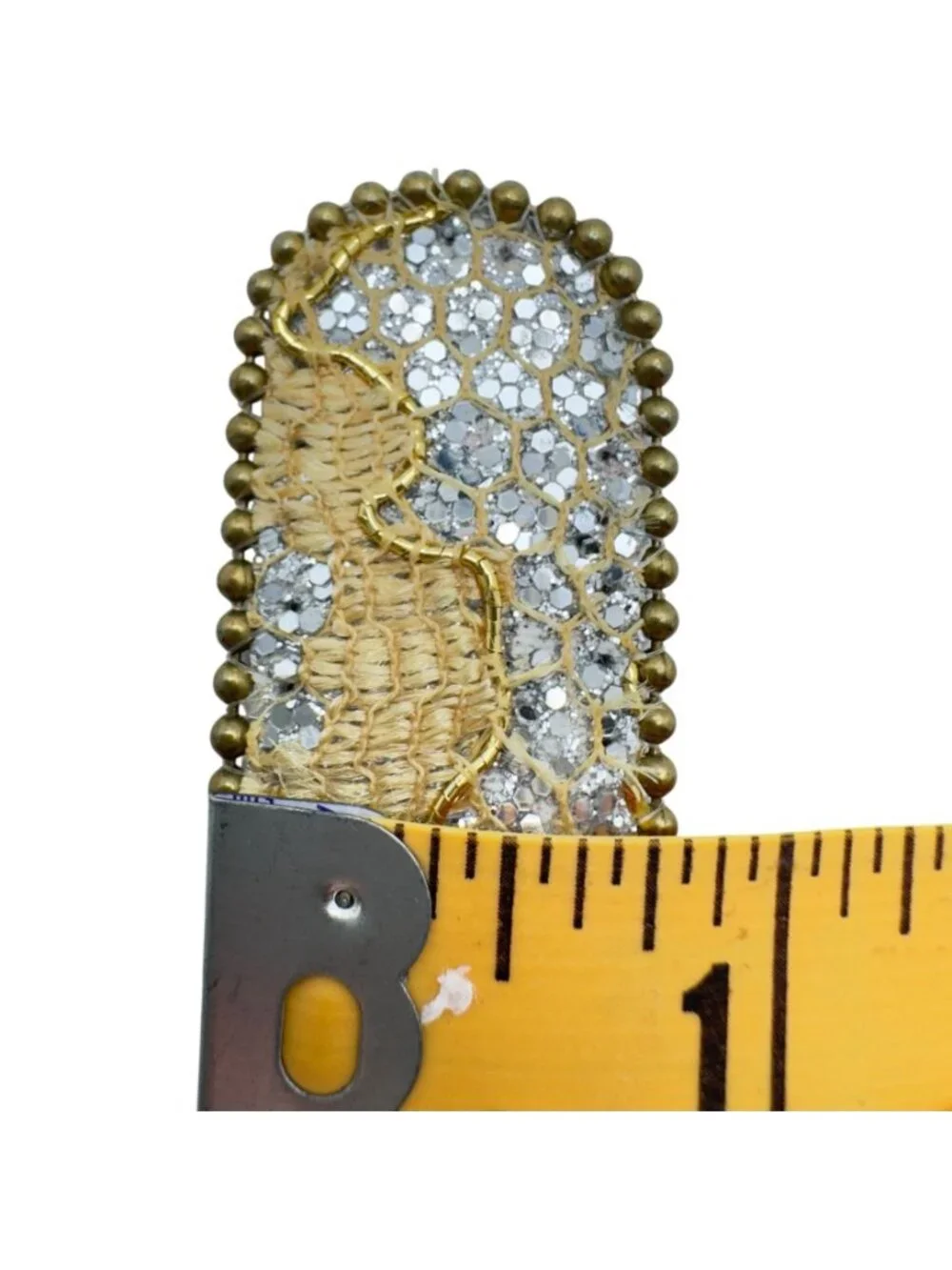 Gold & Silver Vtg Y2k Rhinestone Belt Glitter Detailing & Textured Buckle Size M